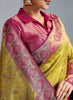 Traditional Banarasi Silk Saree in Mustard Yellow Border Designer Blouse