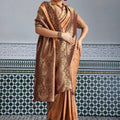 Designer Banarasi Silk Saree in Copper Orange Matching Blouse
