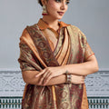 Designer Banarasi Silk Saree in Copper Orange Matching Blouse