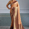 Designer Banarasi Silk Saree in Copper Orange Matching Blouse