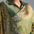Elegant Banarasi Silk Saree in Olive Green with Golden Zari Weaving and Designer Blouse