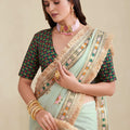 Elegant Mint Green Premium Georgette Saree Embroidery Border for Women
