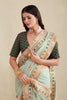 Elegant Mint Green Premium Georgette Saree Embroidery Border for Women