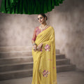 Premium Mustard Yellow Viscose Cotton Saree Weaving Pattern for Women