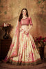 Delicate Peach Embroidered Silk Blouse with Cream Floral Printed Organza Lehenga Choli