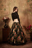 Lovely Black Embroidered Silk Blouse with Floral Printed Organza Lehenga Choli