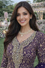 Luxury Purple Embroidered Designer Gown Set with Dupatta for Wedding and Reception