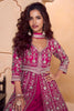 Luxury Rani Pink Heavy Embroidered Chinon Palazzo Suit  Dupatta for Women