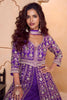 Beautiful Purple Heavy Embroidered Chinon Palazzo Suit Dupatta for Women