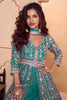 Wondrfull Teal Blue Heavy Embroidered Chinon Palazzo Suit with Dupatta for Women