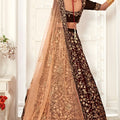Elegant Maroon Heavy Embroidered Velvet Bridal Lehenga Choli with Soft Net Dupatta