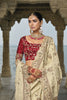 Designer Beige Heavy Wedding Saree with Velvet Blouse