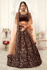 Elegant Maroon Heavy Embroidered Velvet Bridal Lehenga Choli with Soft Net Dupatta