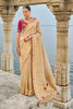 Beige Silk Designer Saree with Ready Blouse Wedding Wear