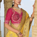 Mustard Yellow Silk Saree with Heavy Ready Blouse
