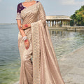 Designer Pink Silk Saree with Heavy Border Wedding Wear 