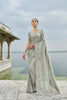  Grey Silk Saree with Designer Lace Border Matching Blouse 