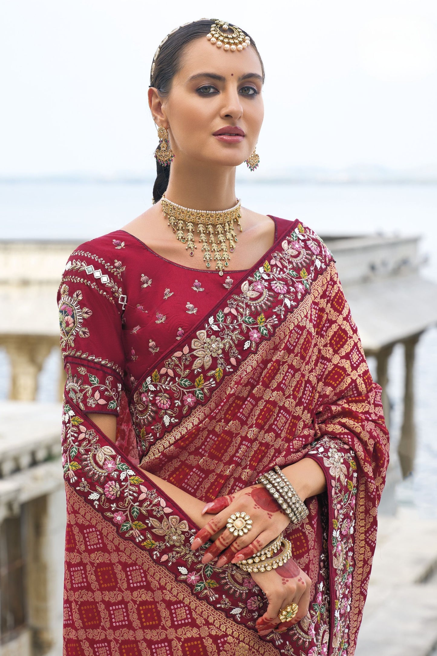 Designer Red Banarasi Silk Saree Wedding Wear