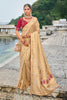Beige Banarasi Silk Saree with Red Blouse Wedding Wear Saree