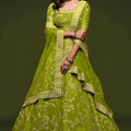Beautiful Green Art Silk Heavy Embroidered Lehenga Choli with Soft Net Dupatta for Wedding