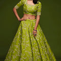 Beautiful Green Art Silk Heavy Embroidered Lehenga Choli with Soft Net Dupatta for Wedding