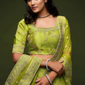 Beautiful Green Art Silk Heavy Embroidered Lehenga Choli with Soft Net Dupatta for Wedding