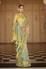 Mustard Yellow Sage Green Silk Blend Designer Saree and Tassel Pallu 