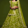 Beautiful Green Art Silk Heavy Embroidered Lehenga Choli with Soft Net Dupatta for Wedding