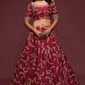 Stunning Maroon Art Silk Heavy Embroidered Lehenga Choli with Soft Net Dupatta for Wedding
