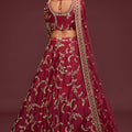 Stunning Maroon Art Silk Heavy Embroidered Lehenga Choli with Soft Net Dupatta for Wedding