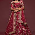 Stunning Maroon Art Silk Heavy Embroidered Lehenga Choli with Soft Net Dupatta for Wedding