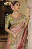 Pink Olive Green Silk Blend Designer Saree Embroidery Border