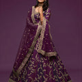 Stylish Purple Art Silk Heavy Embroidered Lehenga Choli with Soft Net Dupatta for Wedding
