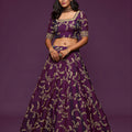 Stylish Purple Art Silk Heavy Embroidered Lehenga Choli with Soft Net Dupatta for Wedding