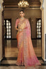 Peach Pink Golden Silk Blend Designer Saree Embroidery Border 