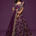 Stylish Purple Art Silk Heavy Embroidered Lehenga Choli with Soft Net Dupatta for Wedding