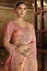 Peach Pink Golden Silk Blend Designer Saree Embroidery Border