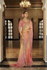 Peach Pink Golden Silk Blend Designer Saree Embroidery Border