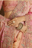 Peach Pink Golden Silk Blend Designer Saree Embroidery Border