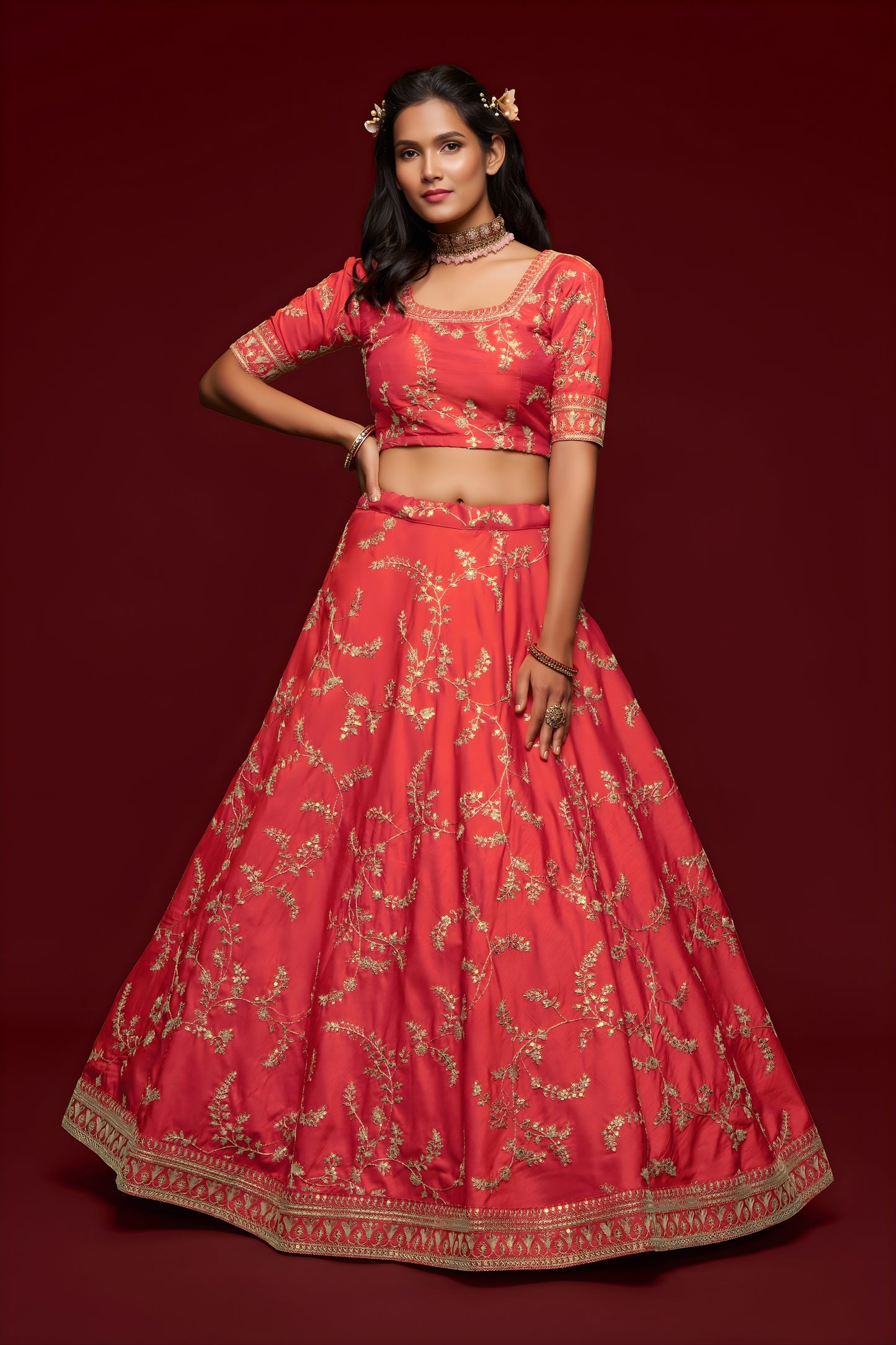 Amazing Peach Pink Art Silk Heavy Embroidered Lehenga Choli with Soft Net Dupatta for Wedding