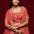 Amazing Peach Pink Art Silk Heavy Embroidered Lehenga Choli with Soft Net Dupatta for Wedding