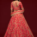 Amazing Peach Pink Art Silk Heavy Embroidered Lehenga Choli with Soft Net Dupatta for Wedding