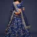 Elegant Royal Blue Art Silk Heavy Embroidered Lehenga Choli with Soft Net Dupatta for Wedding