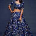 Elegant Royal Blue Art Silk Heavy Embroidered Lehenga Choli with Soft Net Dupatta for Wedding