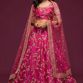 Lovely Rani Pink Art Silk Heavy Embroidered Lehenga Choli with Soft Net Dupatta for Wedding