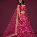 Lovely Rani Pink Art Silk Heavy Embroidered Lehenga Choli with Soft Net Dupatta for Wedding