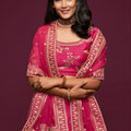 Lovely Rani Pink Art Silk Heavy Embroidered Lehenga Choli with Soft Net Dupatta for Wedding