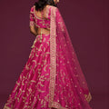 Lovely Rani Pink Art Silk Heavy Embroidered Lehenga Choli with Soft Net Dupatta for Wedding