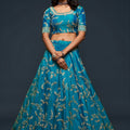 Adorable Turquoise Blue Art Silk Heavy Embroidered Lehenga Choli with Soft Net Dupatta
