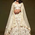 Impressive Off White Art Silk Heavy Embroidered Lehenga Choli with Soft Net Dupatta for Wedding